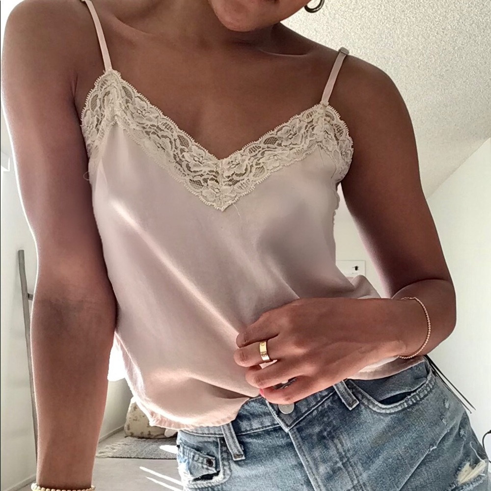 Pink satin camisole